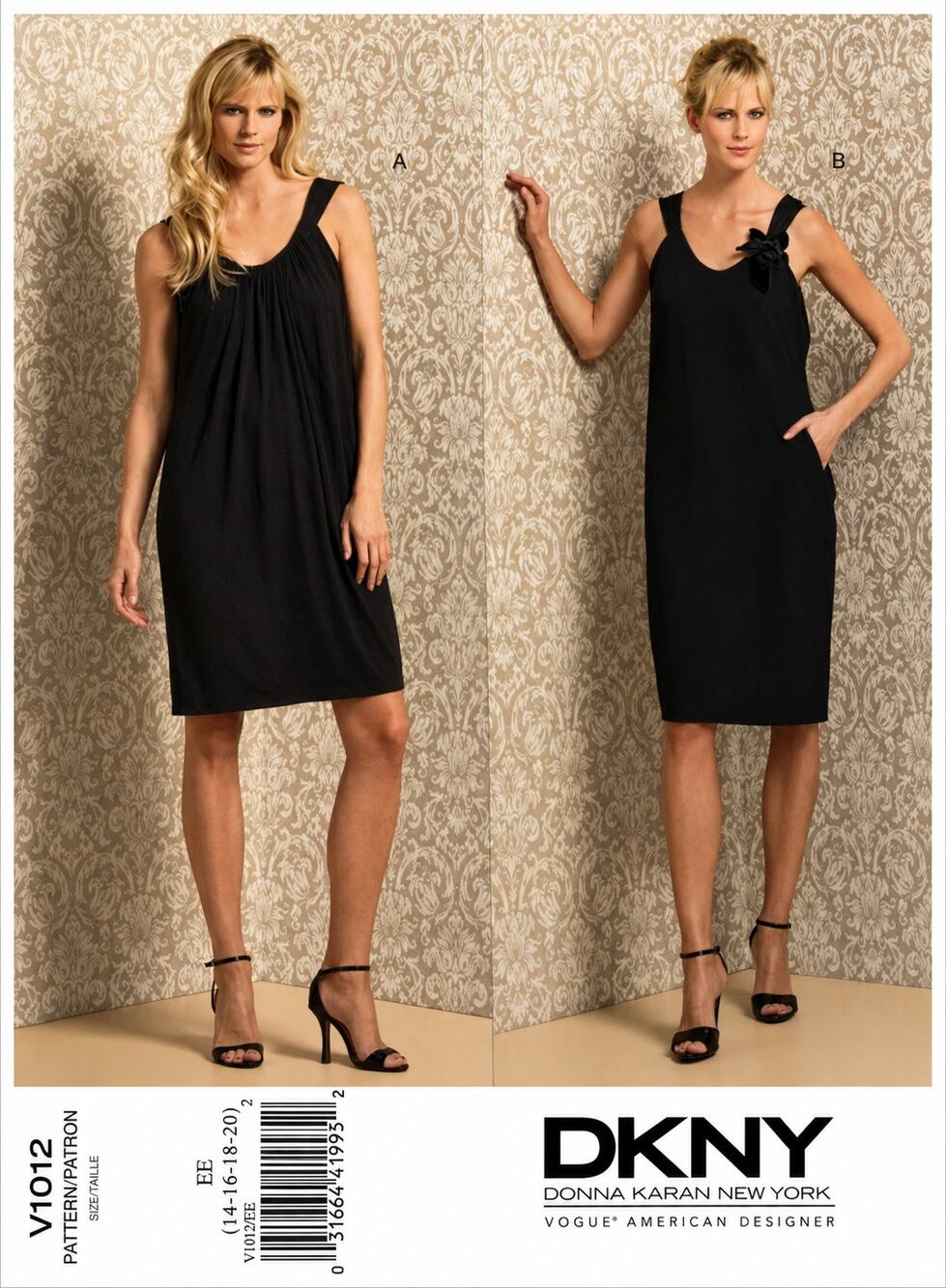 Vogue Pattern V1012 DKNY Sleeveless Shift Dress A-Line Layered 14-20 Uncut